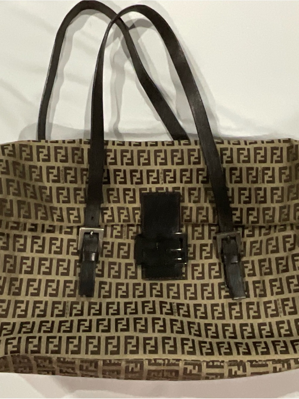 Fendi Zucchino Mama Forever Canvas and Leather Tote Bag
